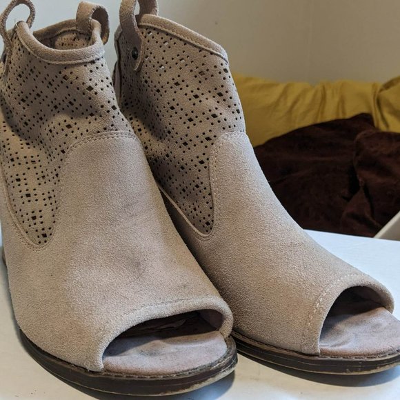 Suede open toes booties size 10 - Picture 1 of 2